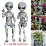 Statue extraterrestre résine vert armée jardin