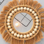 Miroir mural rond macramé dans un intérieur bohème