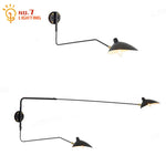 Applique murale industrielle LED noire avec bras oscillant réglable
