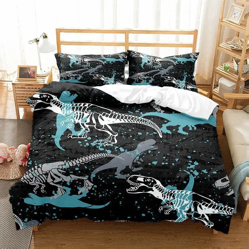 Détail de l'imprimé dinosaure squelette os en microfibre douce