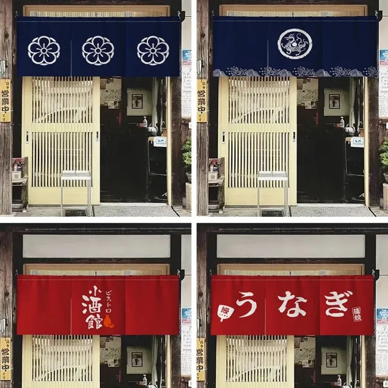 Rideau japonais horizontal en polyester bleu ciel pour décoration de cuisine