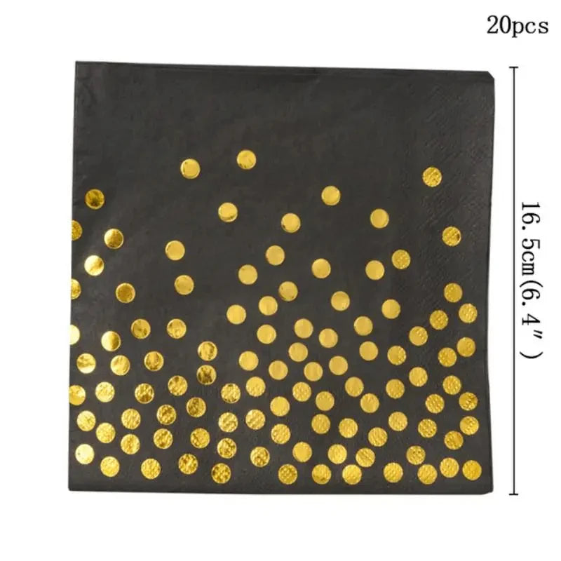 Nappe en papier noir et or pour table de fête