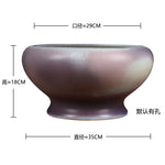 Un bol en céramique de style minimaliste et de couleur grise-rose, avec des dimensions d'environ 35 cm de diamètre et 18 cm de hauteur.