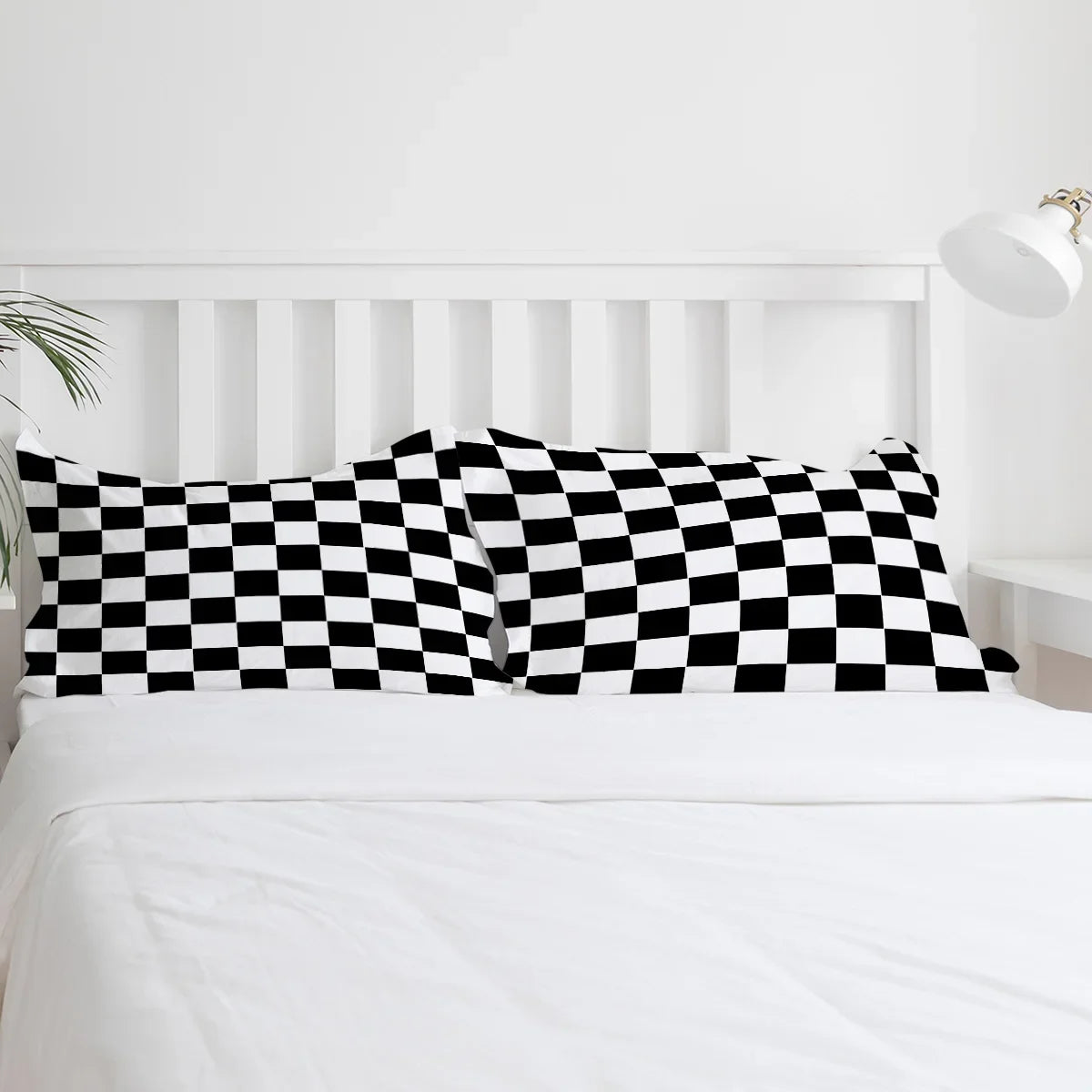 Ensemble 3 pièces housse de couette et taies d'oreiller à carreaux