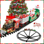 Train électrique pour sapin de Noël blanc avec rails ronds