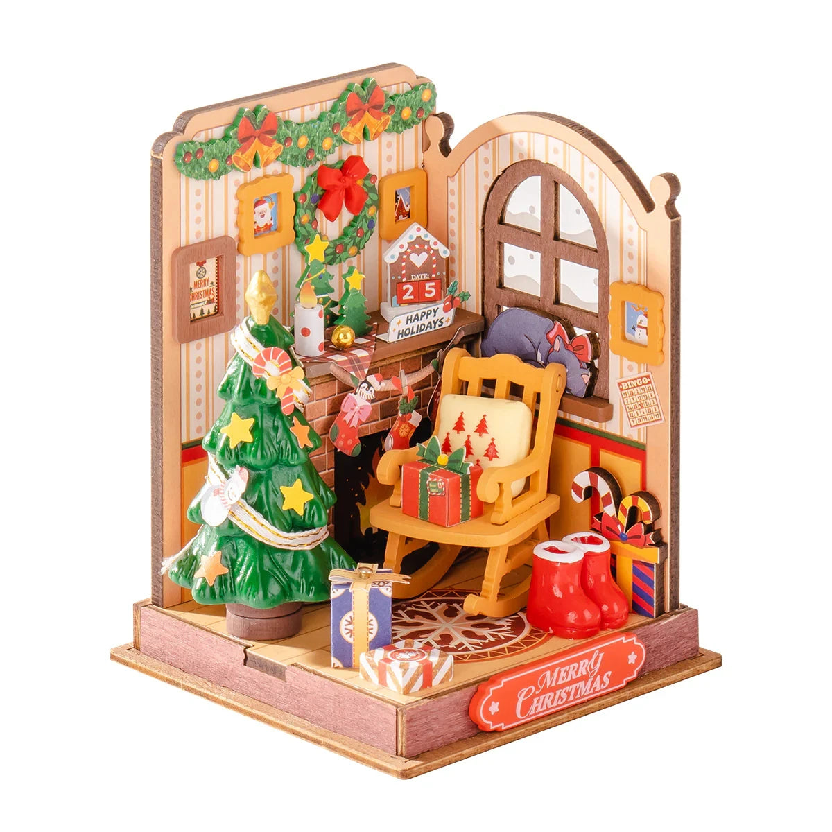 Kit de montage maison miniature avec pièces en bois détaillées