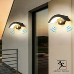 Applique murale LED extérieure en forme d'éventail noir design moderne
