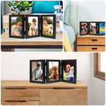 Cadre photo triple pliable à 180° montrant plusieurs photos
