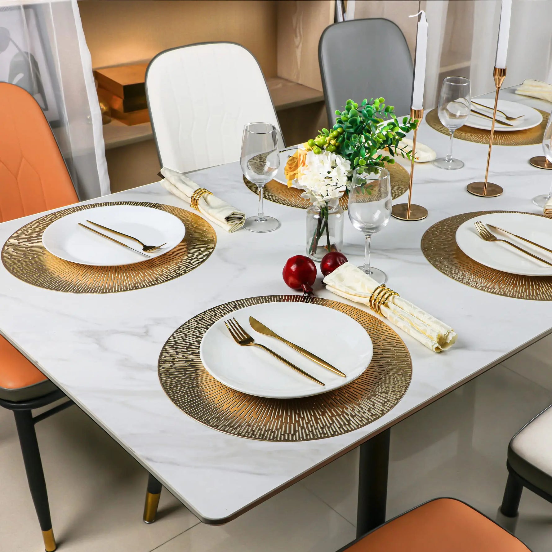 Lot de 6 napperons dorés métalliques pour décoration de table