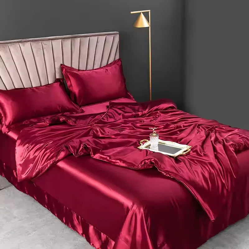 Détail de la housse de couette en soie pure couleur bleu marine