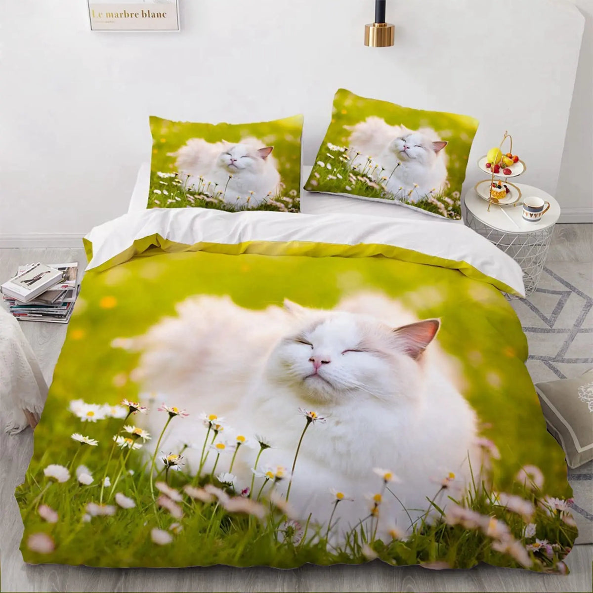 Ensemble housse et taies d'oreiller chat