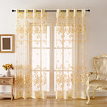 Rideau transparent fleuri brûlé en tulle à œillets pour salon style pastoral