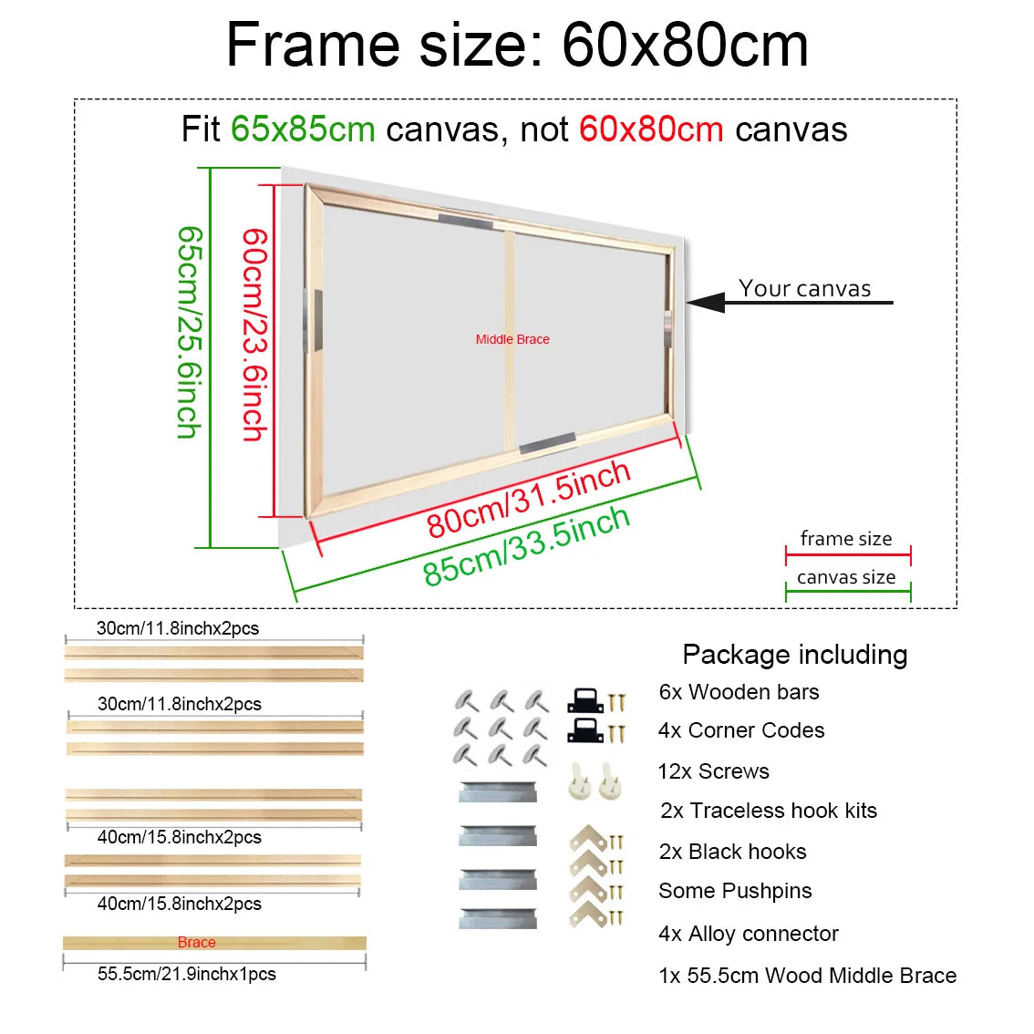 Cadre photo bois 60x80 cm gris foncé