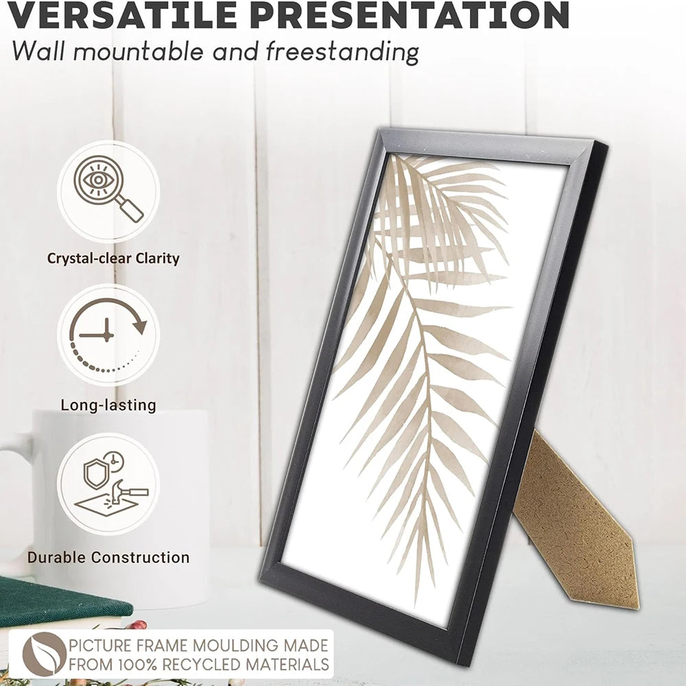 Cadre photo noir A4 avec certificat en affichage sur table