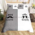 Housse de couette 260x240 blanc noir dans chambre moderne