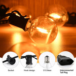 Guirlande lumineuse LED G40 multicolore décorant un jardin avec effet RVB