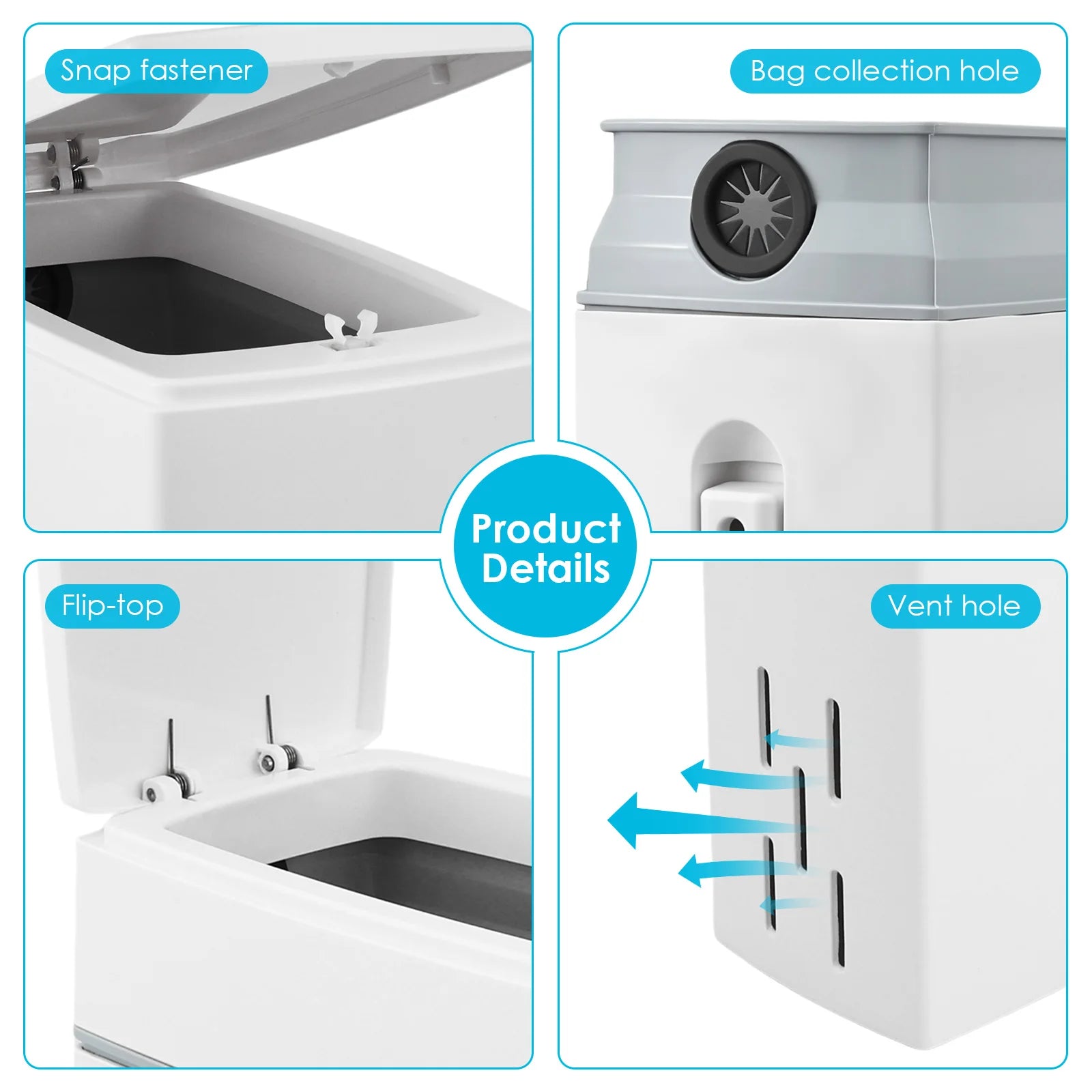 Poubelle de toilette blanche ouverture push