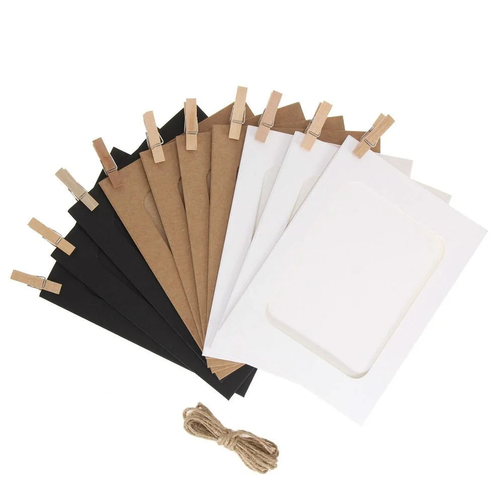 Cadre photo kraft suspendu avec corde et clip
