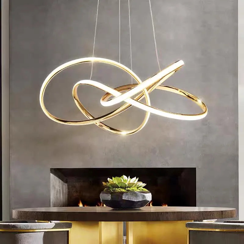 Luminaire suspendu doré aluminium salon