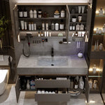 Meuble de salle de bain en bois massif avec finition blanche