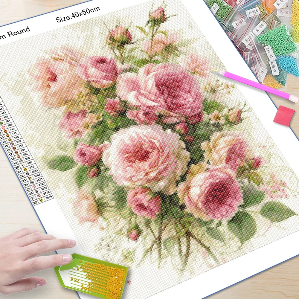 Kit complet strass pour peinture diamant rose