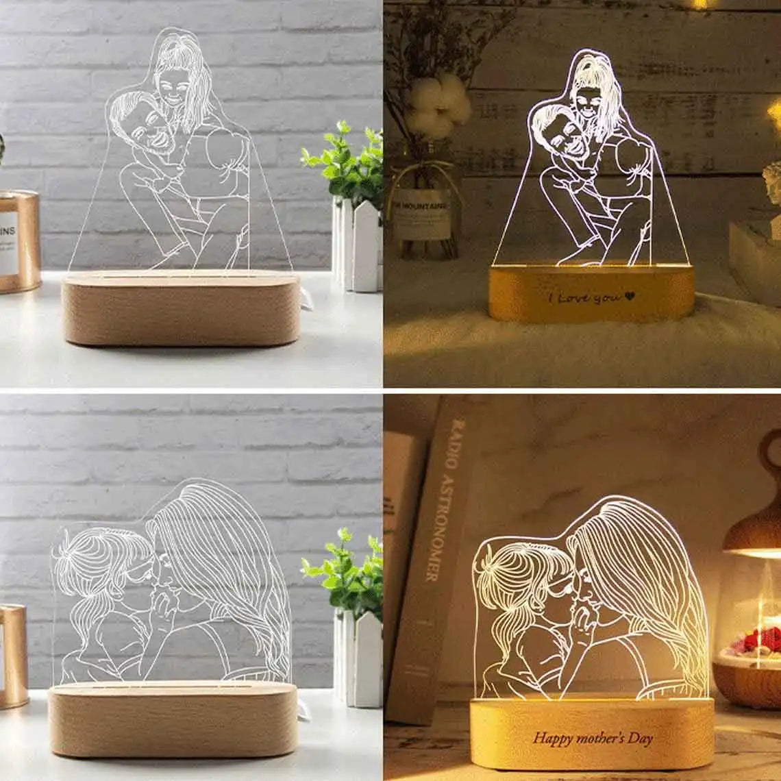 Lampe LED portrait cadeau personnalisé Ombre Interieur