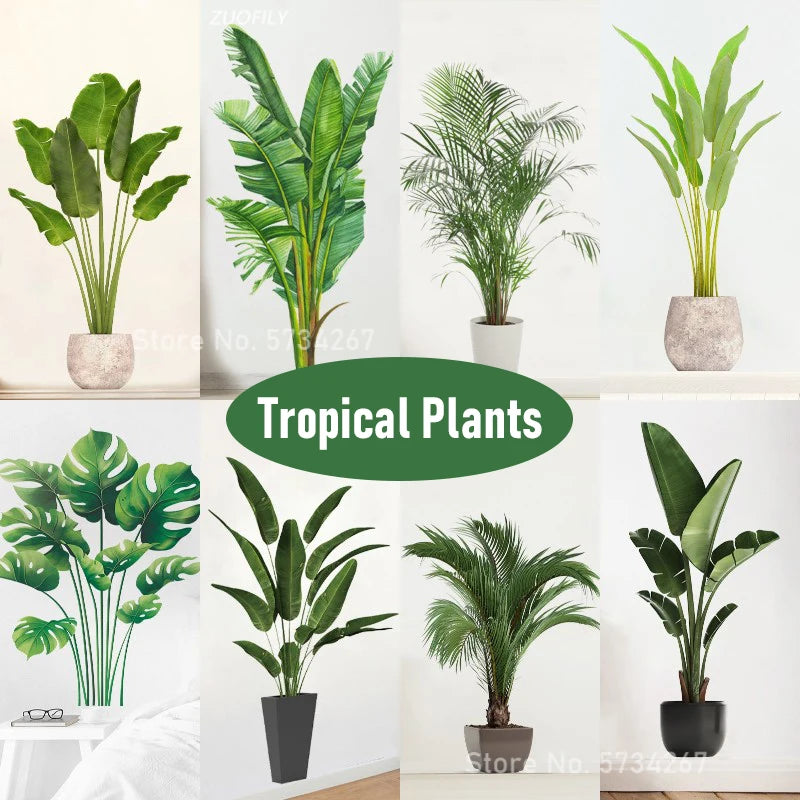 Sticker mural feuille de palmier PVC vert