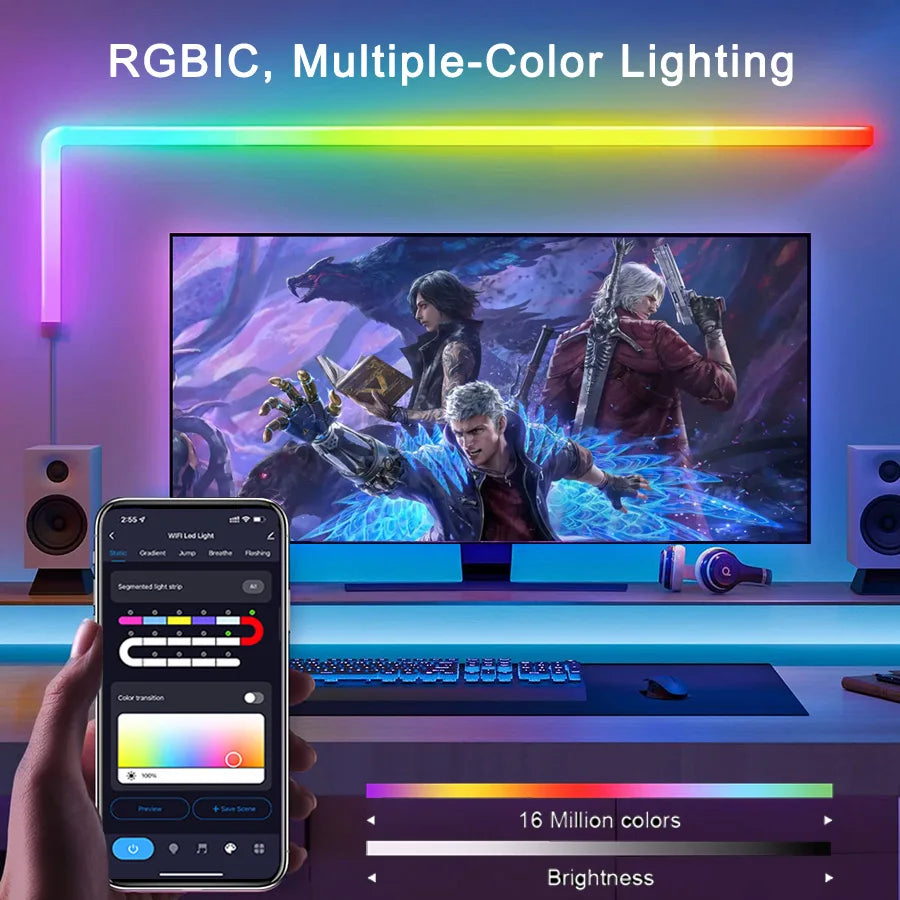 Barre LED RGBIC avec synchronisation musicale en action