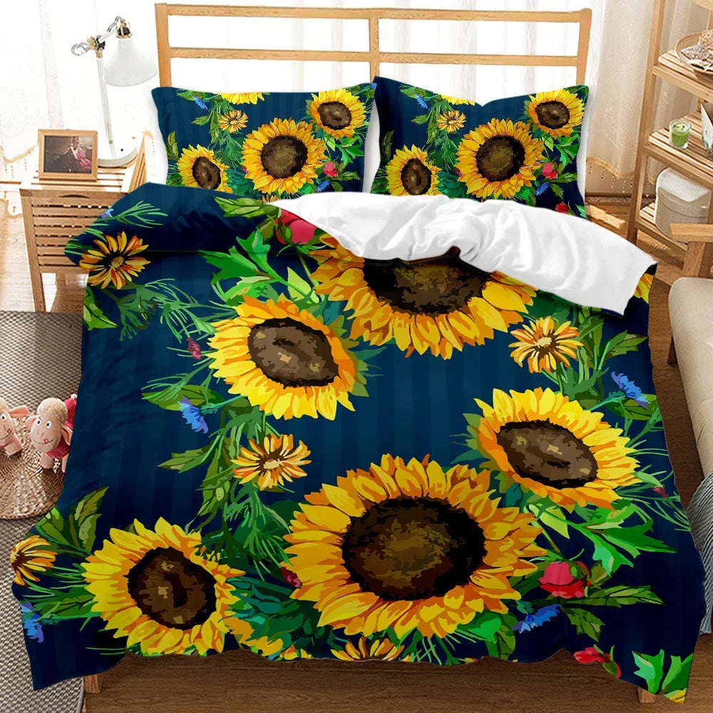 Parure de lit tournesol jaune hiver housse de couette ensemble