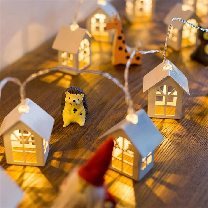 Guirlande lumineuse Noël en bois 2m avec 10 LED couleur saphir profond