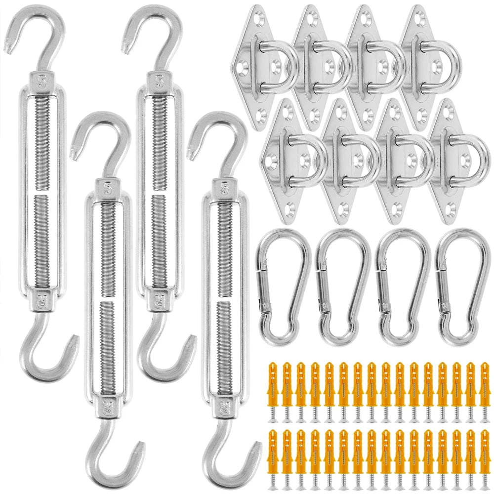 Kit de fixation voile d'ombrage en acier inoxydable vue d'ensemble