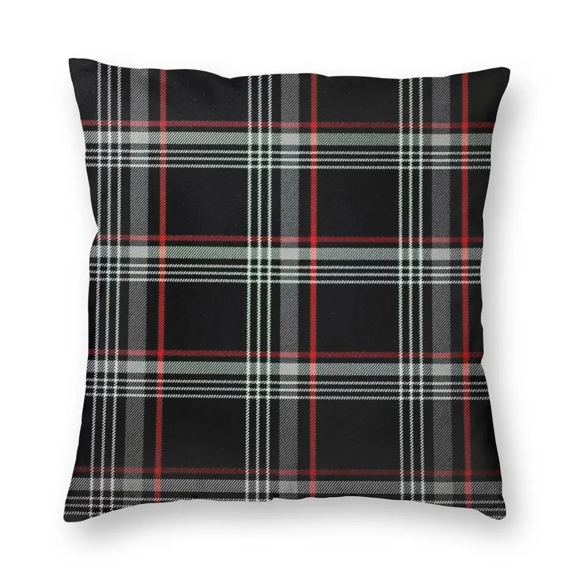 Housse de coussin tartan écossais noir 45x45 cm