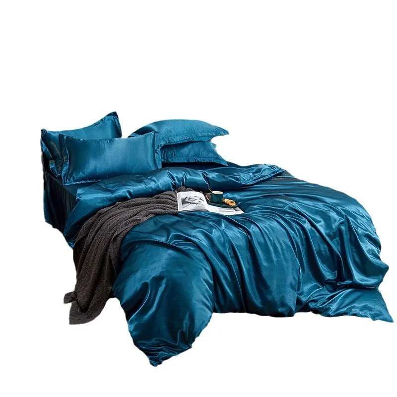 Chambre décorée avec parure de lit en soie Tencel et accessoires coordonnés