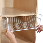 Panier suspendu en métal rose pour rangement cuisine