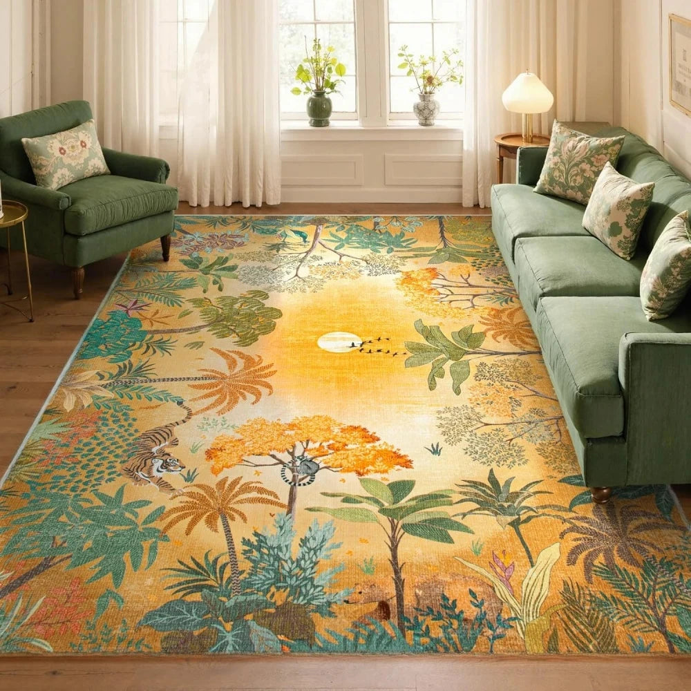 Tapis flanelle motif plante chambre