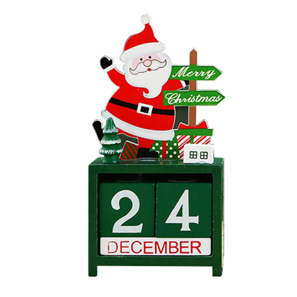 Calendrier de l'Avent Père Noël en bois peint coloré