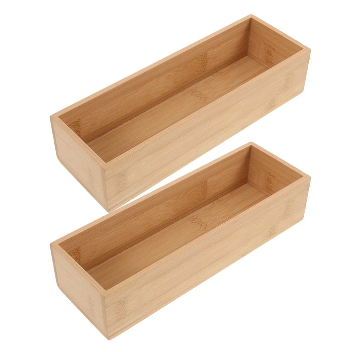 Boîtes de rangement en bambou kaki sans couvercle pour tiroir