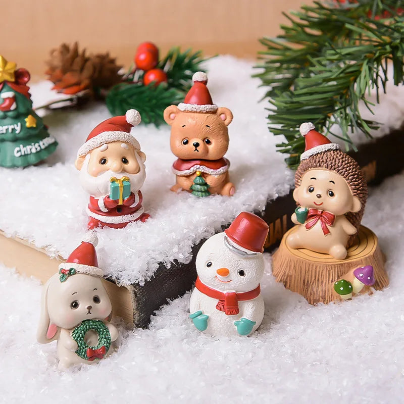 Ornement Noël résine famille animaux bourgogne