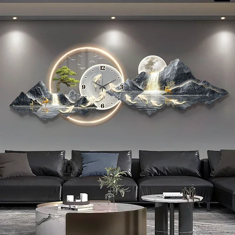 Horloge murale en forme de dôme avec motif abstrait pour décoration intérieure