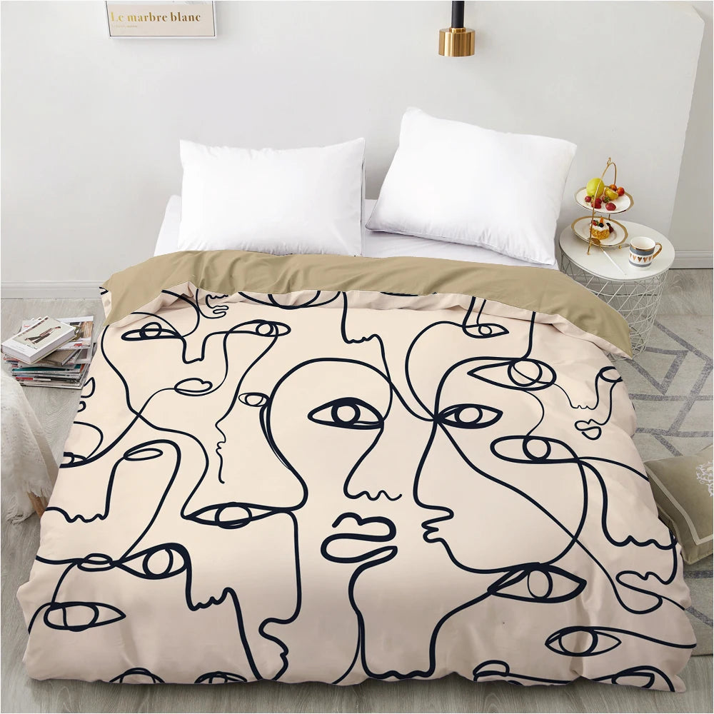 Housse de couette 3D imprimée zip couleur bourgogne pour chambre