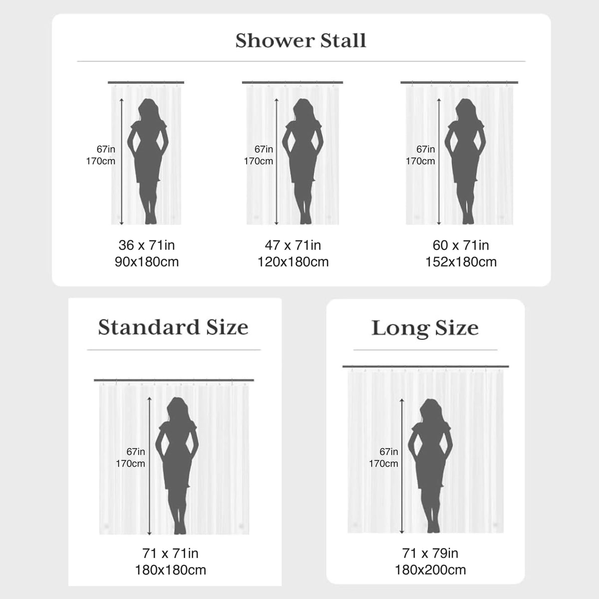 Doublure de rideau de douche légère en PEVA pour baignoire