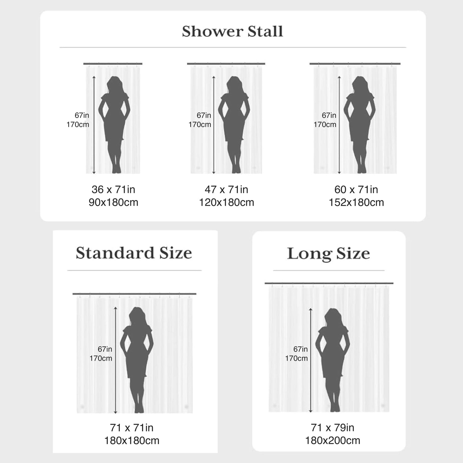 Doublure de rideau de douche légère en PEVA pour baignoire