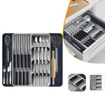 Organisateur extensible pour tiroir avec porte-couteau amovible en noir