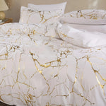 Housse de couette marbre blanc fermeture à glissière
