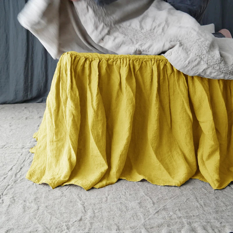 Drap-housse lin vert clair avec volants romantiques