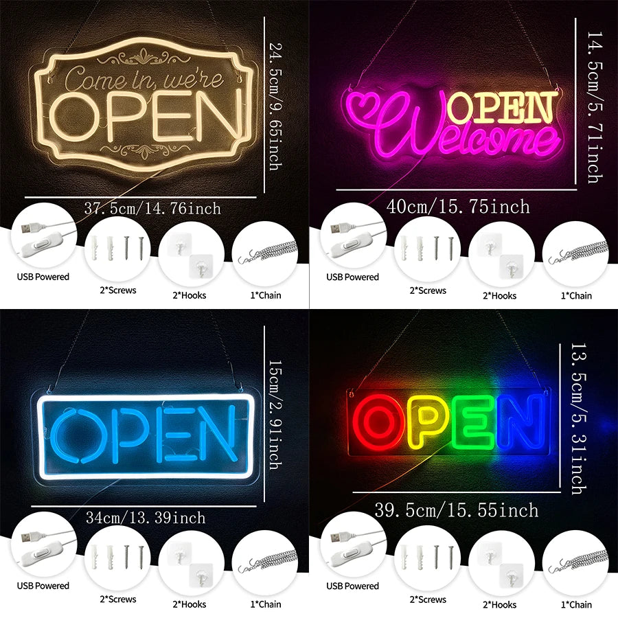 Enseigne lumineuse LED lettre ouverte magenta