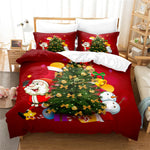 Housse de couette Reine des neige rouge et or sur lit