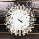 Horloge murale silencieuse en verre blanc moderne 60x60 cm sur mur salon