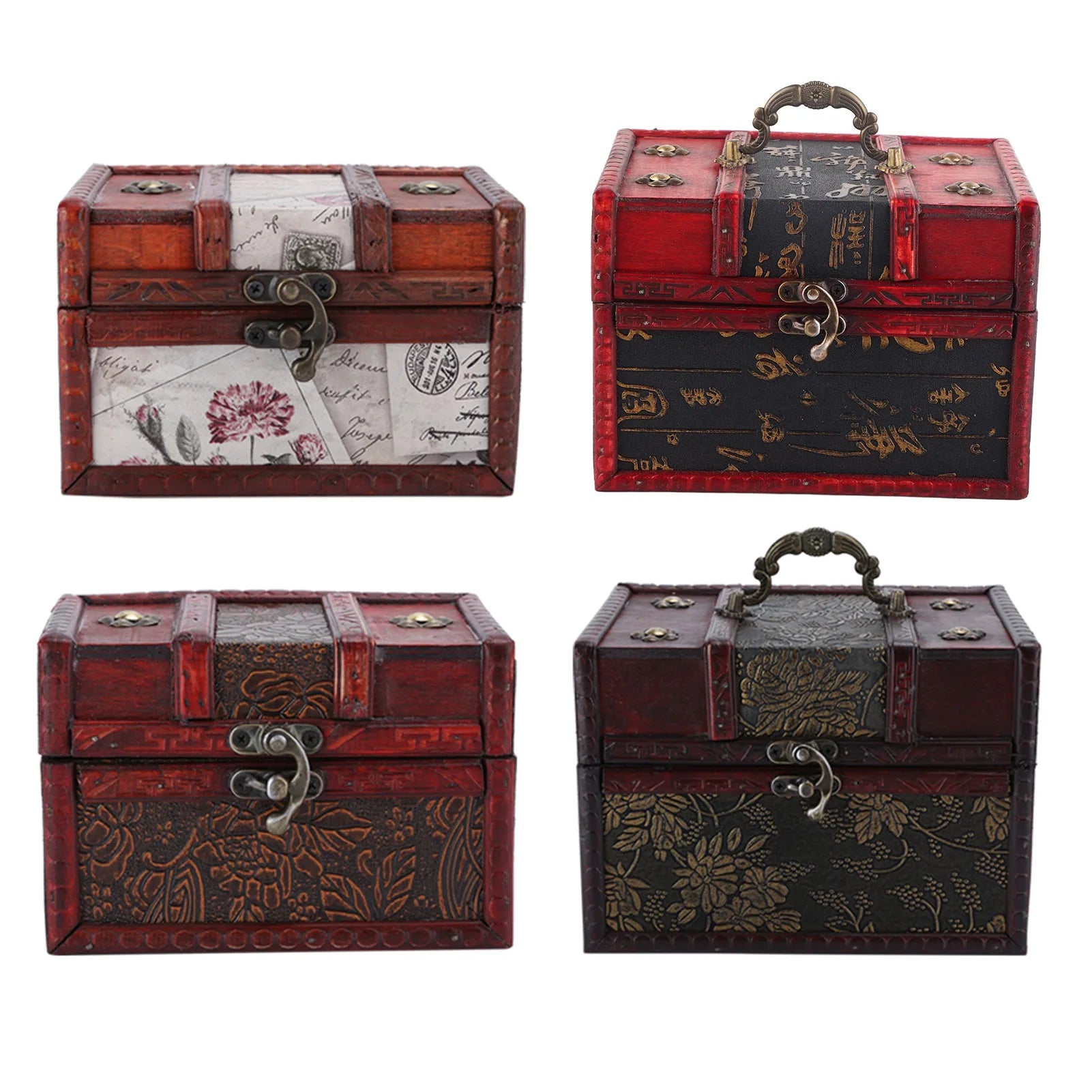 Boîte à bijoux en bois vintage style européen rétro couleur violet