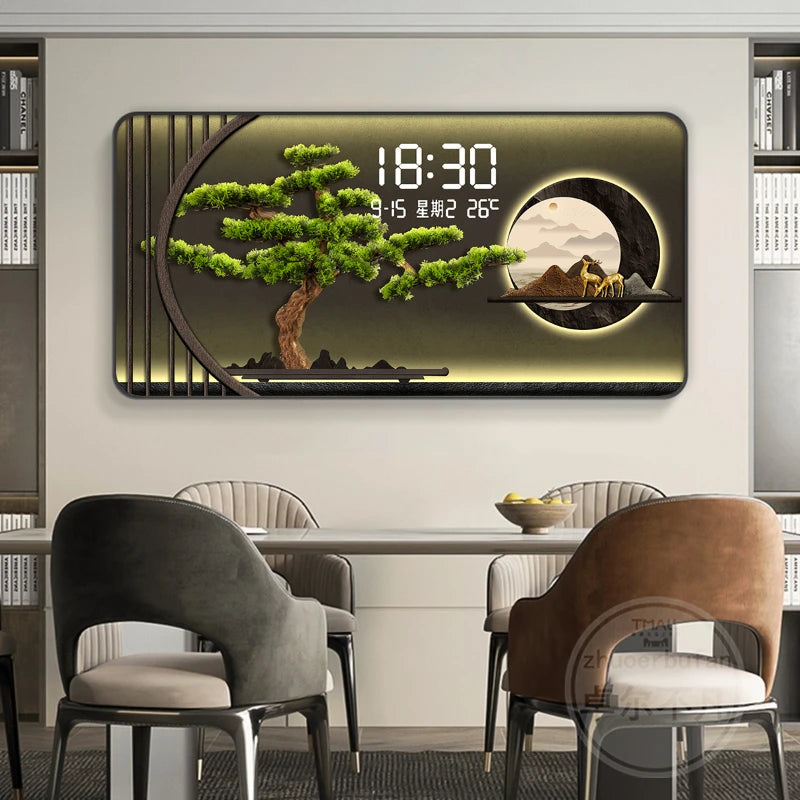 Horloge murale numérique noire design moderne